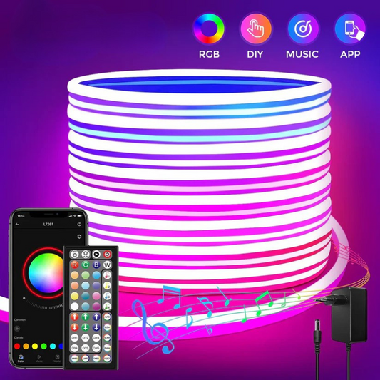 RGB Neon LED Light Strip – Waterproof, Music Sync, APP & Remote Control for Indoor & Outdoor Decor