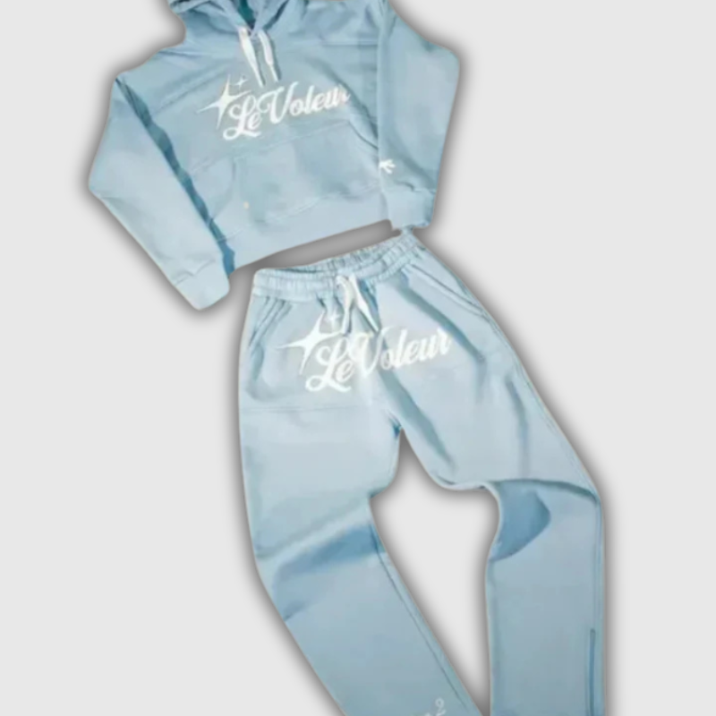 Streetwear Rhinestone Hip Hop Two-Piece Set – Hoodie & Sweatpants