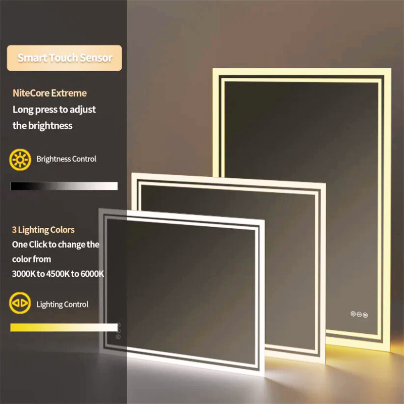 Luxeuria Luxe LED Backlit Frameless Bathroom Mirror – Dimmable, Anti-Fog, Wall-Mounted
