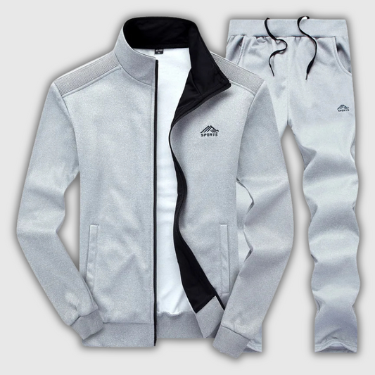 Men’s Embroidered Jogging Tracksuit — Zip Jacket & Pants Set