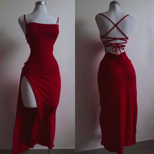 Luxeuria Luxe Halter Strap Sheath Dress – Summer Streetwear Spice Girl Fit