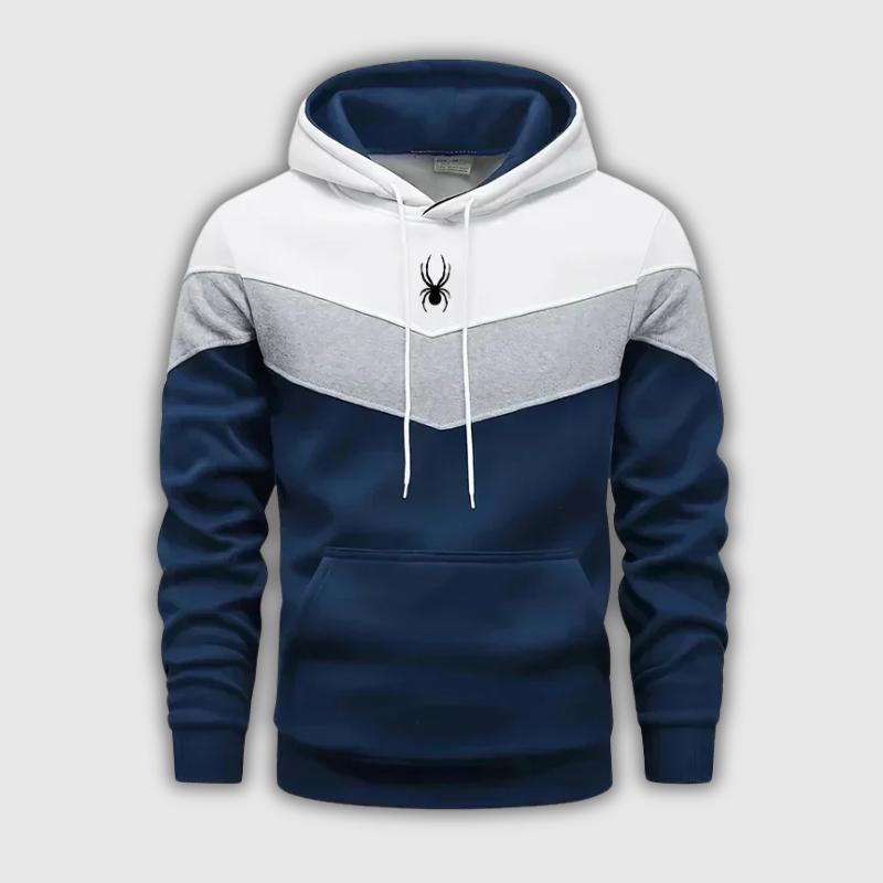 Men’s Tricolor Fleece Tracksuit — Patchwork Hoodie & Joggers Set