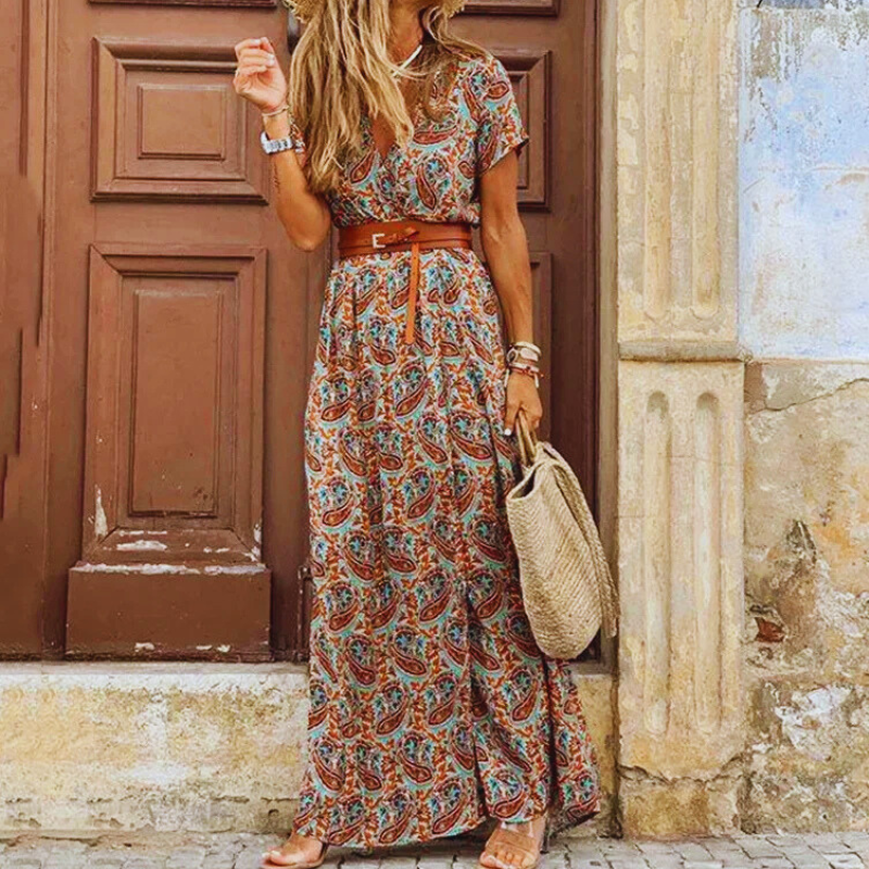 Luxeuria Luxe Bohemian Floral V-Neck Dress