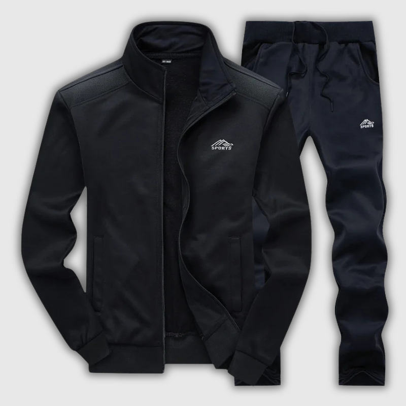 Men’s Embroidered Jogging Tracksuit — Zip Jacket & Pants Set