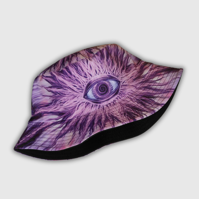European-style Printed Tie-Dye Graffiti Eyes Double-Sided Basin Hat – Individuality Creative Casual Bucket Hat