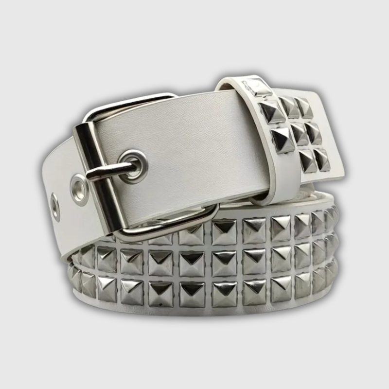 Luxeuria Luxe Square Bead Rivet Belt – Unisex Punk Pyramid Studded Y2K Belt