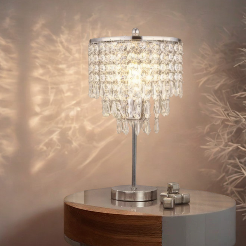 Luxeuria Luxe Modern Chrome & Crystal Table Lamp