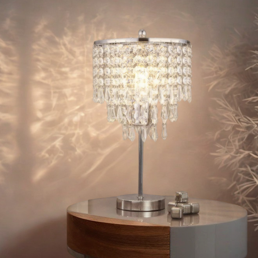 Luxeuria Luxe Modern Chrome & Crystal Table Lamp
