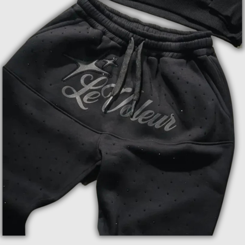 Streetwear Rhinestone Hip Hop Two-Piece Set – Hoodie & Sweatpants