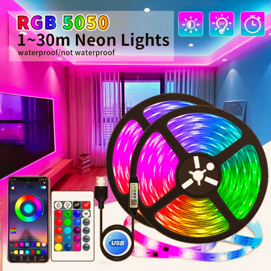 USB RGB LED Strip Lights – APP & Remote Control, 5050 Flexible Light Tape for TV Backlight & Room Decor
