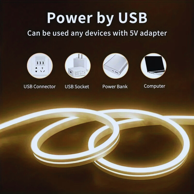 Touch Sensor LED Neon Light Strip – USB Powered, Waterproof & Flexible Mood Lighting