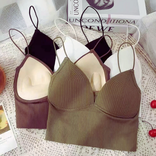 Seamless Bandeau Crop Top – Sleeveless Sports Bra Tube for Women