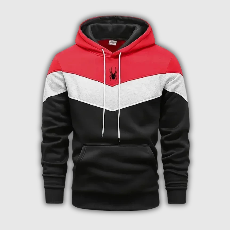 Men’s Tricolor Fleece Tracksuit — Patchwork Hoodie & Joggers Set