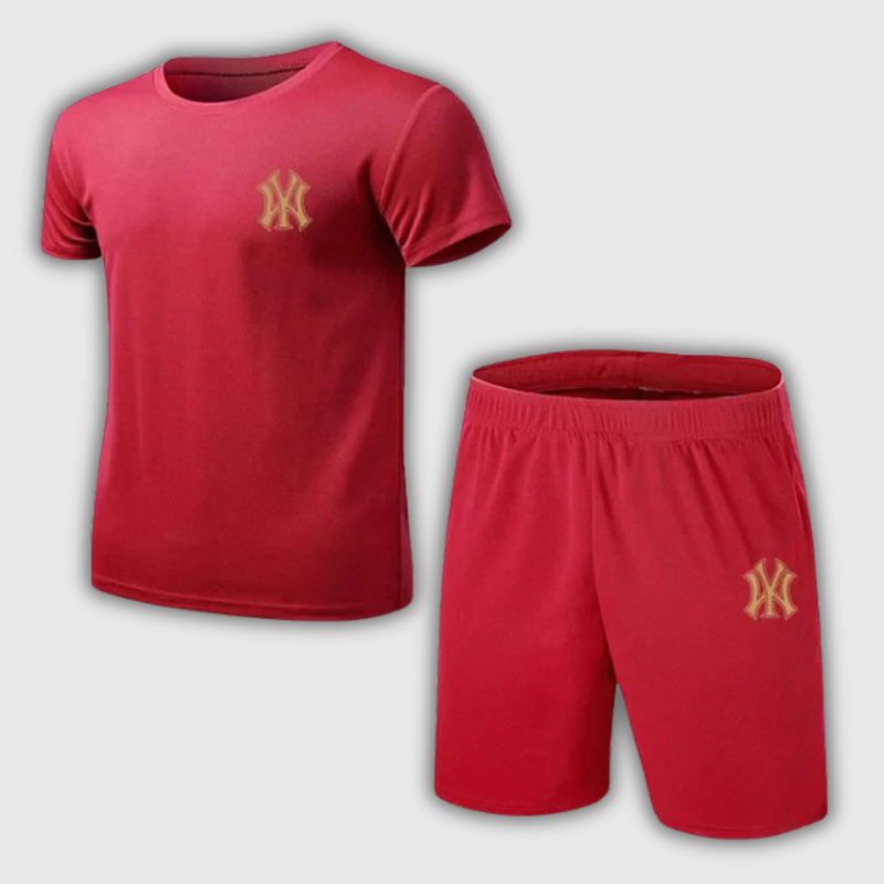 Men’s Summer Mesh Sports Set – Breathable Fitness Tracksuit (T-Shirt + Shorts)