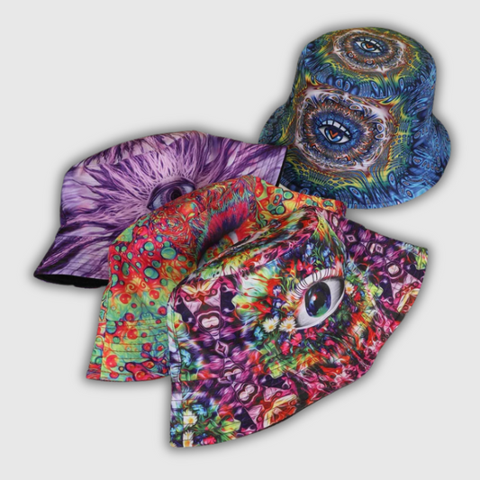 European-style Printed Tie-Dye Graffiti Eyes Double-Sided Basin Hat – Individuality Creative Casual Bucket Hat
