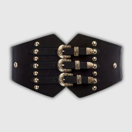 Luxeuria Luxe Vintage Pin Buckle Elastic Corset Belt – Wide Adjustable Waistband for Women