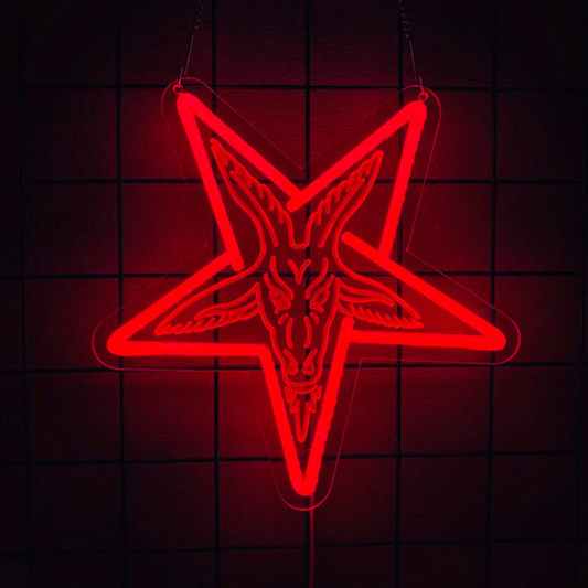 Baphomet Gothic Neon Wall Lamp – Carved Acrylic Occult Decor