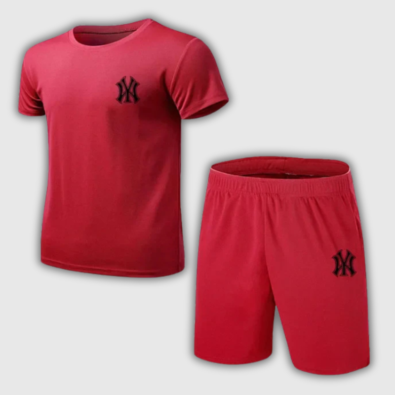Men’s Summer Mesh Sports Set – Breathable Fitness Tracksuit (T-Shirt + Shorts)