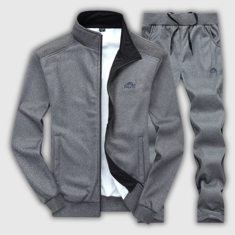 Men’s Embroidered Jogging Tracksuit — Zip Jacket & Pants Set