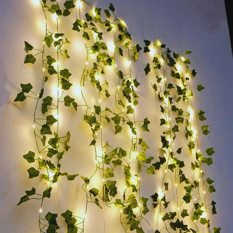Luxeuria Luxe Green Leaf Fairy String Lights – Battery-Powered Vine Garland for Home & Holiday Decor