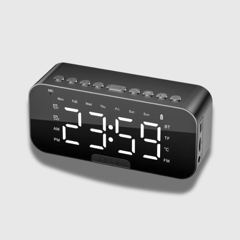 LED Digital Alarm Clock with Bluetooth Speaker, FM Radio & Mirror Display – Multi-Function Smart Clock
