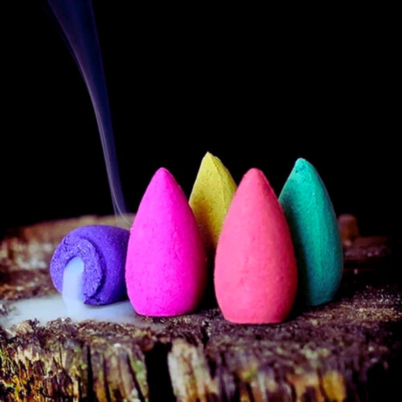 Mixed Natural Backflow Incense Cones – Rose, Jasmine, Lavender & More