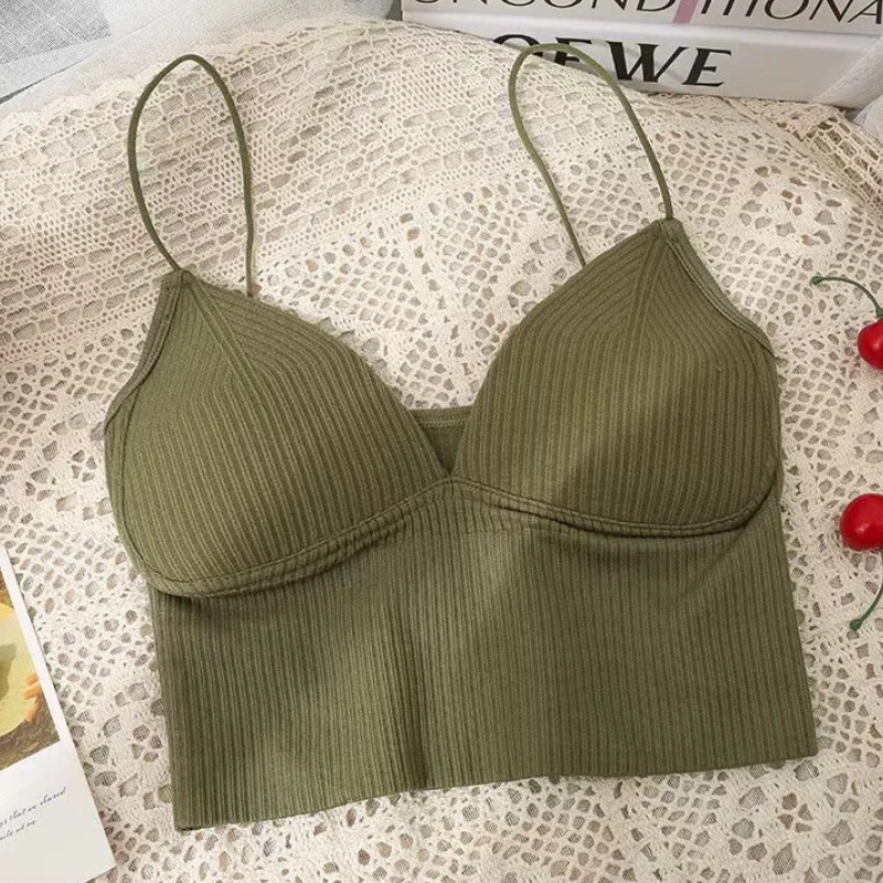Seamless Bandeau Crop Top – Sleeveless Sports Bra Tube for Women