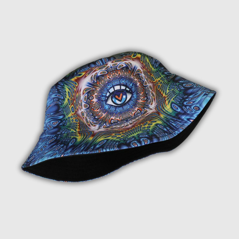 European-style Printed Tie-Dye Graffiti Eyes Double-Sided Basin Hat – Individuality Creative Casual Bucket Hat