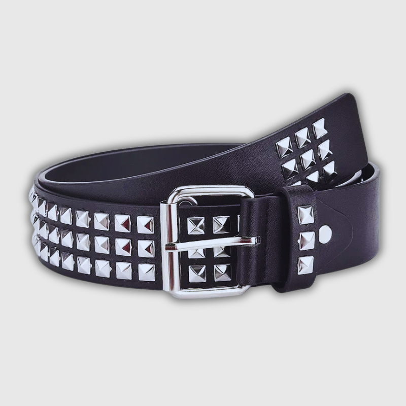 Luxeuria Luxe Square Bead Rivet Belt – Unisex Punk Pyramid Studded Y2K Belt