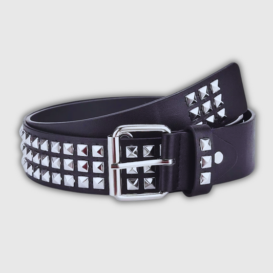 Luxeuria Luxe Square Bead Rivet Belt – Unisex Punk Pyramid Studded Y2K Belt