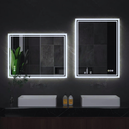 Luxeuria Luxe LED Backlit Frameless Bathroom Mirror – Dimmable, Anti-Fog, Wall-Mounted
