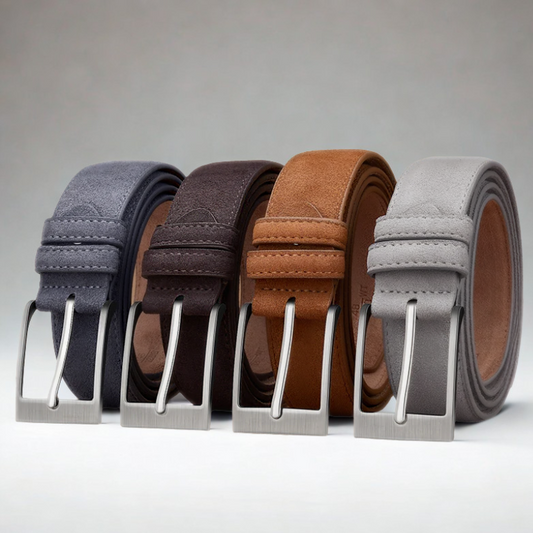 Luxeuria Luxe Genuine Cow Leather Plaid Pin Buckle Belt – Unisex Classic Style