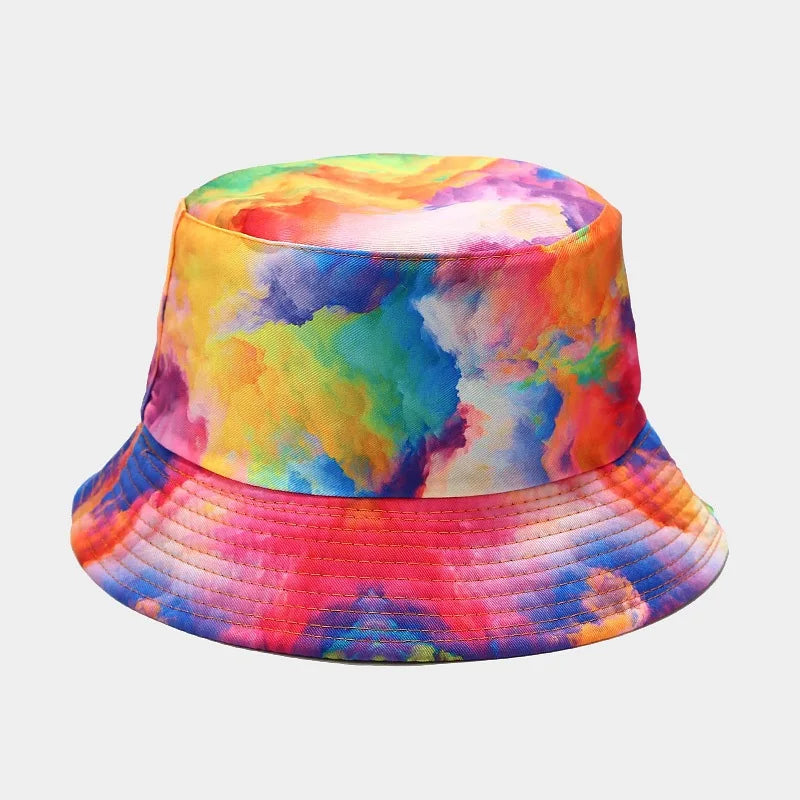Rainbow Print Bucket Hat For Women Men Panama Tie Dye Fishing Caps Hip Hop Gorro Reversible Bucket Hat