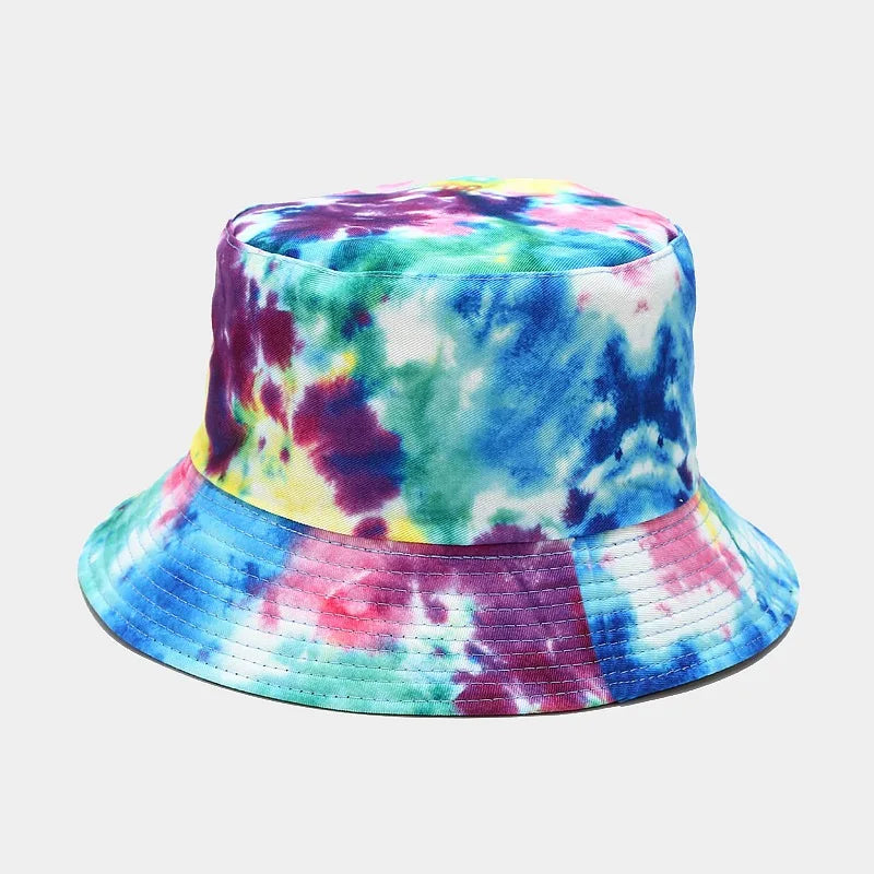 Rainbow Print Bucket Hat For Women Men Panama Tie Dye Fishing Caps Hip Hop Gorro Reversible Bucket Hat