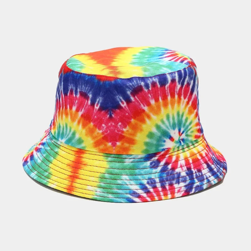 Rainbow Print Bucket Hat For Women Men Panama Tie Dye Fishing Caps Hip Hop Gorro Reversible Bucket Hat