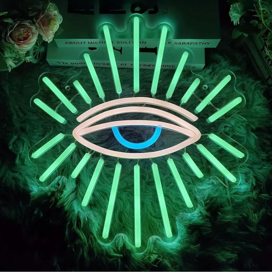 LooKLight Eyes Neon Sign – USB LED Wall Decor for Beauty Rooms