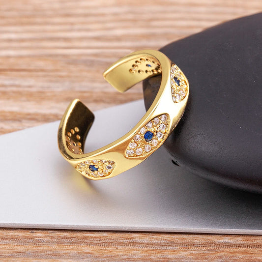 Luxeuria Luxe Dark Blue Evil Eye Zircon Ring