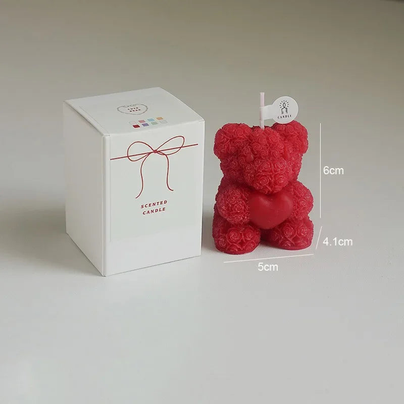 Rose Bear Soy Wax Scented Candle – Romantic Gift Candle