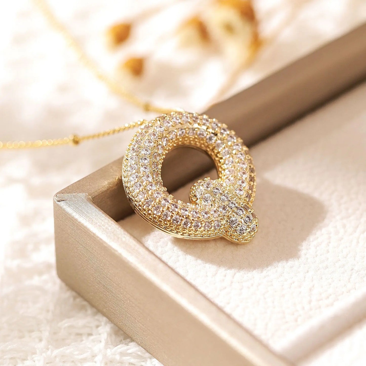 Luxeuria Luxe A–Z Balloon Letter Pendant Necklace – Gold Zircon
