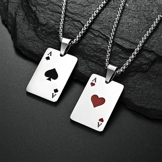 Luxeuria Luxe Stainless Steel Ace of Spades Pendant Necklace
