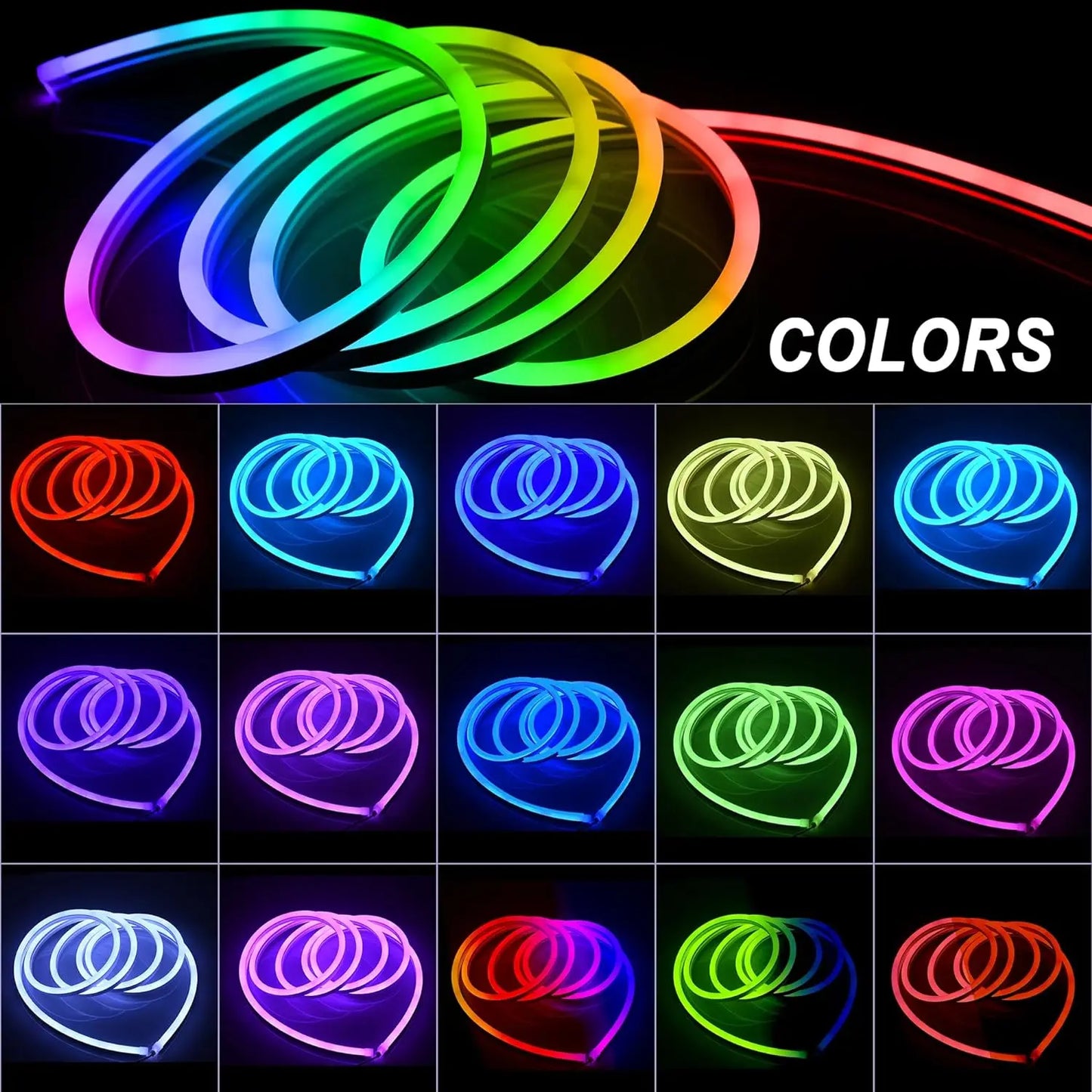 RGB Neon LED Light Strip – Waterproof, Music Sync, APP & Remote Control for Indoor & Outdoor Decor