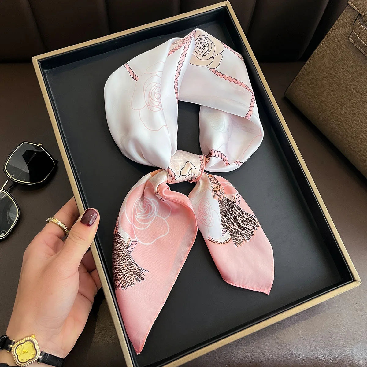 Floral Print Silk-Feel Bandana Collection