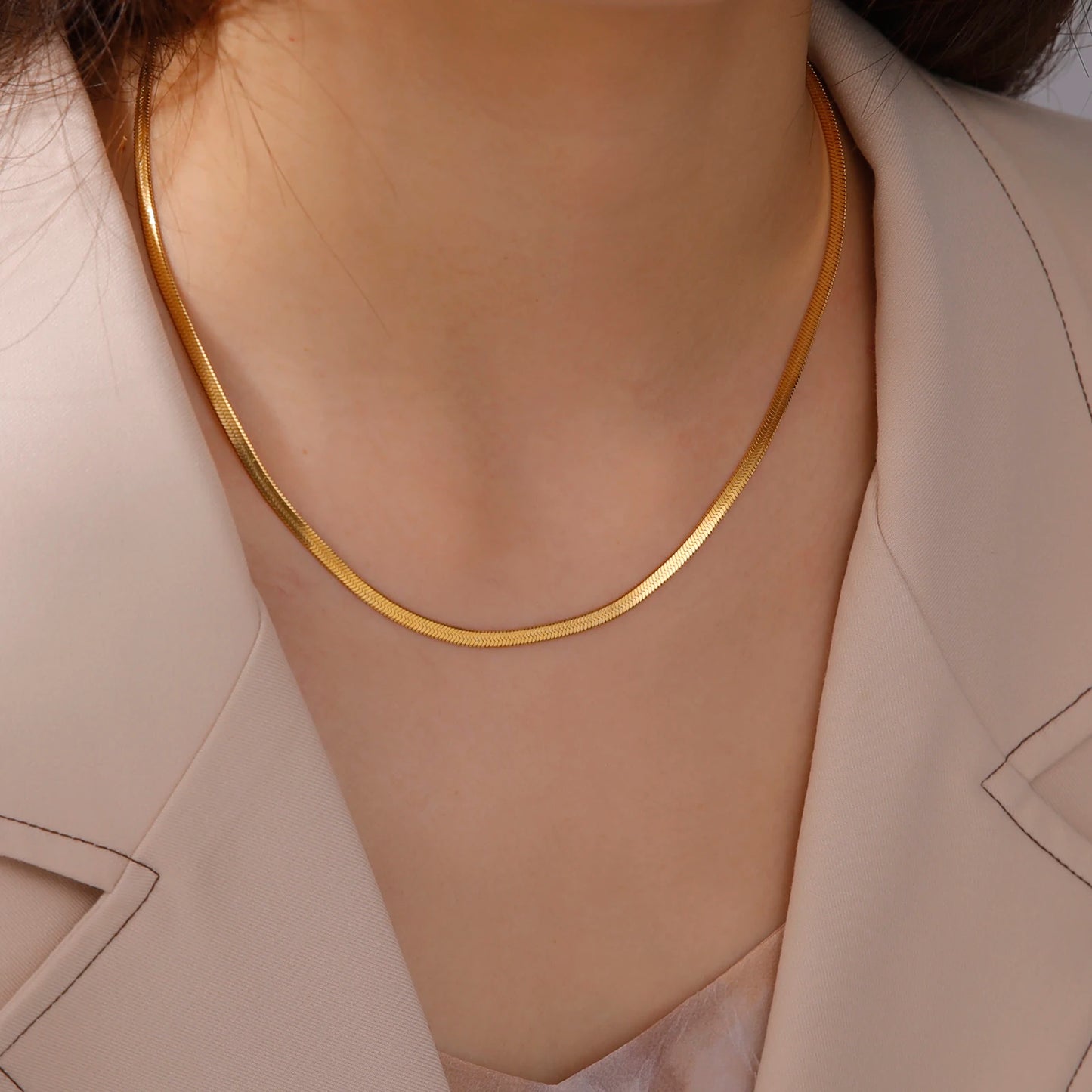 Luxeuria Luxe Snake Chain Necklace – Stainless Steel Gold or Silver