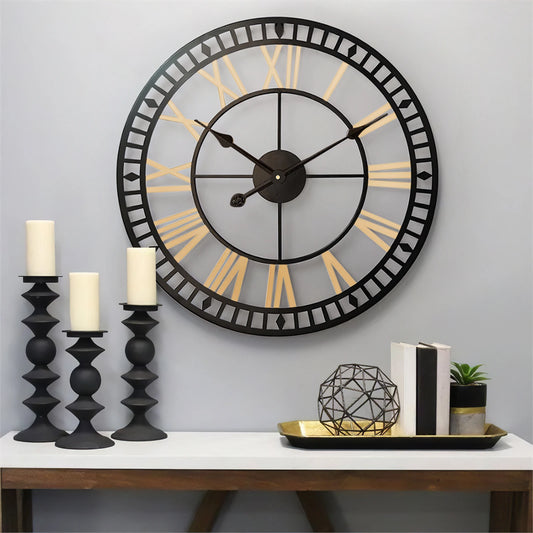 Roman Numerals Metal Wall Clock – 60/80CM