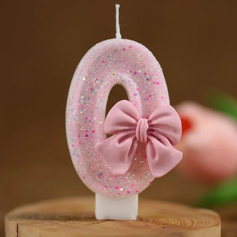 Pink Bow Number Cake Candle – 3D Decorative Candle
