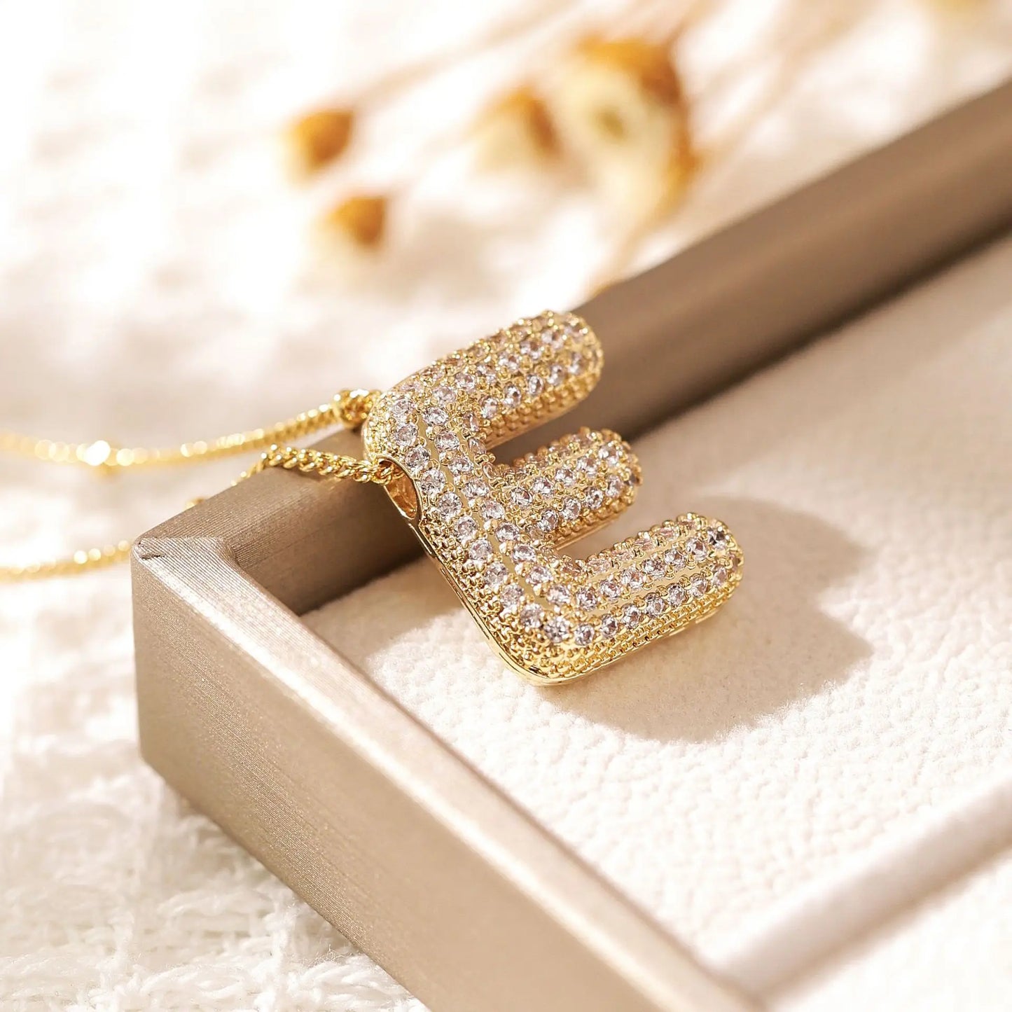 Luxeuria Luxe A–Z Balloon Letter Pendant Necklace – Gold Zircon