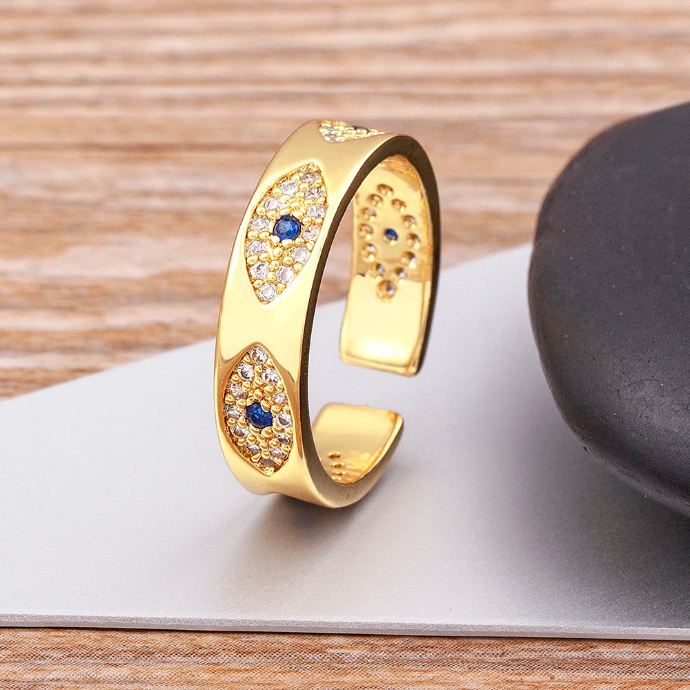 Luxeuria Luxe Dark Blue Evil Eye Zircon Ring