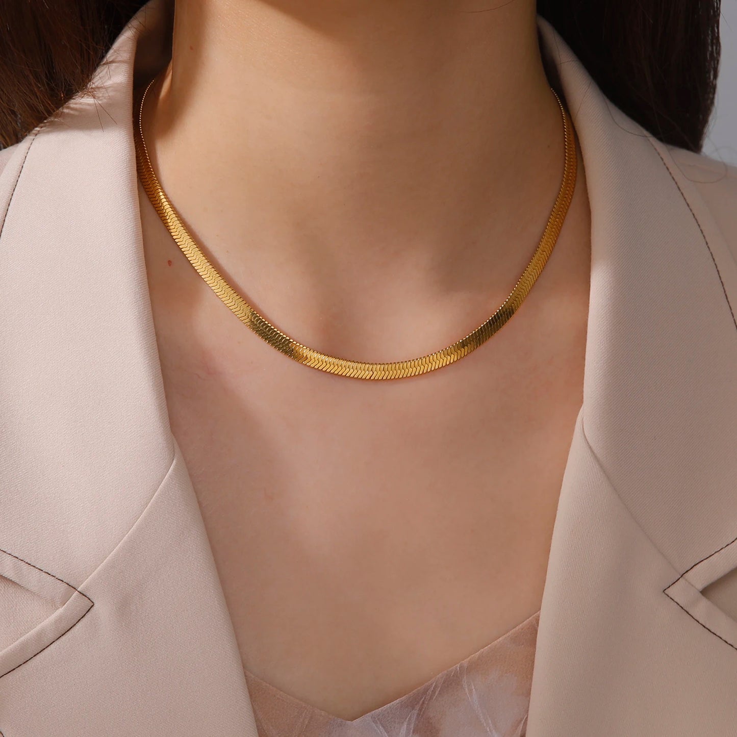 Luxeuria Luxe Snake Chain Necklace – Stainless Steel Gold or Silver