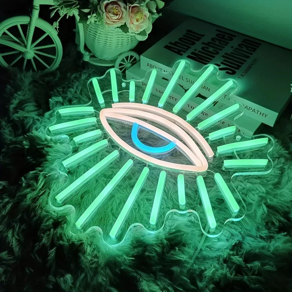 LooKLight Eyes Neon Sign – USB LED Wall Decor for Beauty Rooms