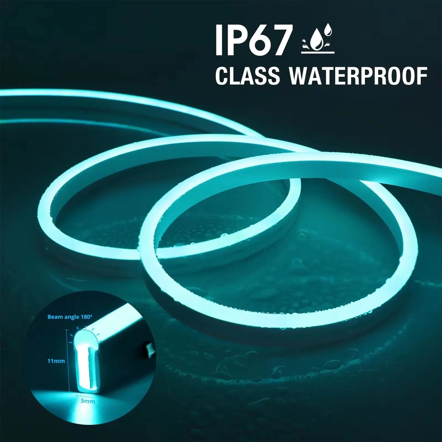Luxeuria RGB Neon LED Strip – IP65 Waterproof, USB Powered, Tuya App & Remote Control, Music Sync, Flexible DIY Lighting